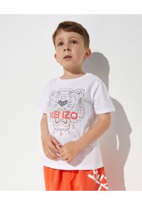 Kenzo kids - KENZO KIDS - Biały t-shirt Tiger 2-14 lat. Kolor: biały. Materiał: bawełna. Długość rękawa: krótki rękaw. Wzór: nadruk. Sezon: lato #1