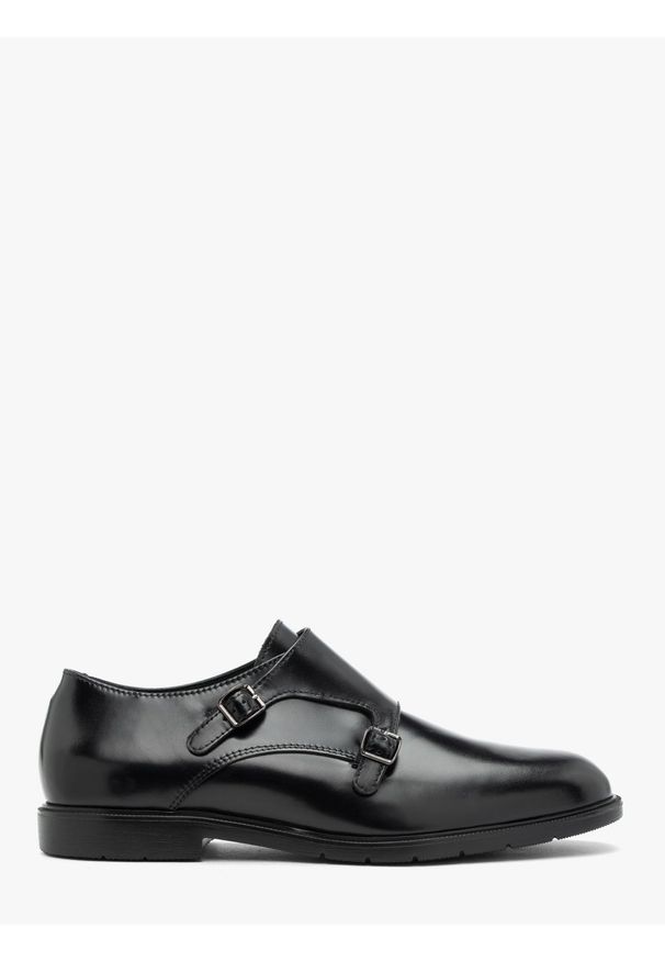 Ryłko - Czarne eleganckie monki JESS. Okazja: na co dzień. Zapięcie: bez zapięcia. Kolor: czarny. Materiał: skóra. Obcas: na obcasie. Styl: elegancki