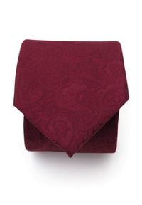 Adam Collection - Bordowy krawat męski w delikatny wzór - paisley D293. Kolor: czerwony. Materiał: mikrofibra, tkanina. Wzór: paisley #3