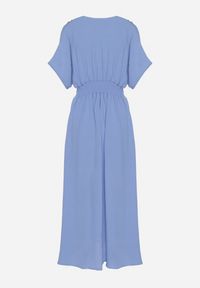 Born2be - Niebieska Sukienka z Bawełną i Górą w Stylu Nietoperza Filenia. Okazja: na co dzień. Kolor: niebieski. Materiał: bawełna. Styl: casual #3