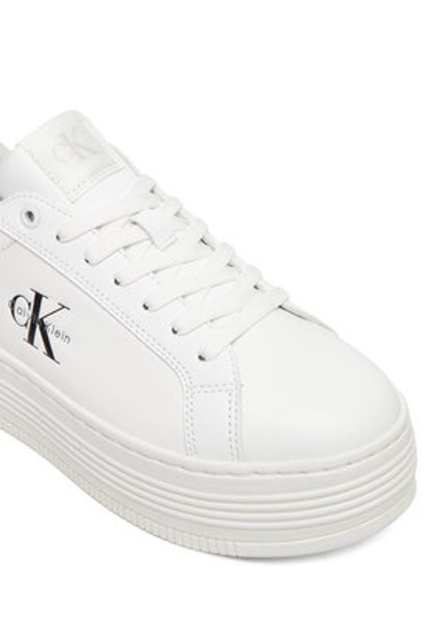 Calvin Klein Jeans Sneakersy Bold Flatf Low Lace Lth YW0YW01878 Biały. Kolor: biały. Materiał: skóra