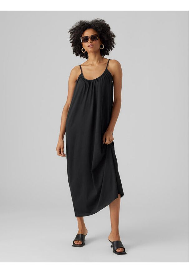 Vero Moda Sukienka letnia Luna 10286077 Czarny Regular Fit. Kolor: czarny. Materiał: bawełna, syntetyk. Sezon: lato