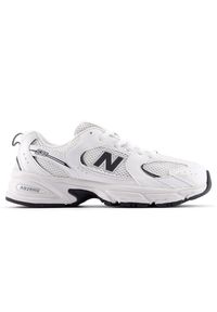 Buty dziecięce New Balance GR530CF – białe. Okazja: na uczelnię, na co dzień. Kolor: biały. Materiał: materiał, syntetyk, guma. Szerokość cholewki: normalna #1