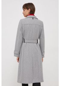 DKNY - Dkny płaszcz wełniany kolor szary przejściowy dwurzędowy. Okazja: na co dzień. Kolor: szary. Materiał: wełna. Styl: casual, klasyczny #5