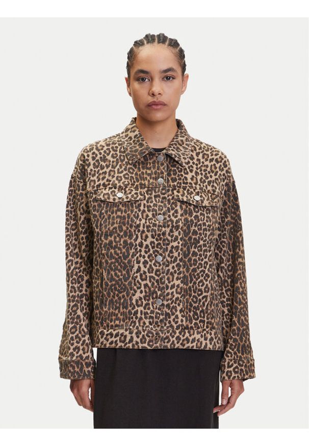 Vero Moda Kurtka jeansowa Tessa 10329961 Brązowy Oversize. Kolor: brązowy. Materiał: bawełna