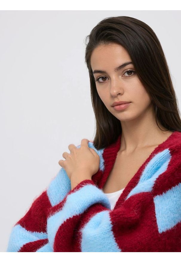 Reserved - Kardigan w paski - wielobarwny. Materiał: dzianina, wełna. Wzór: paski