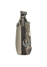 Brązowa Listonoszka Anekke Real Elegancka Torebka Damska. Kolor: brązowy. Wzór: haft, aplikacja, kwiaty. Dodatki: z haftem, z breloczkiem. Materiał: zdobione. Styl: elegancki. Rodzaj torebki: na ramię #9