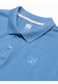 Ombre Clothing - Koszulka męska polo klasyczna bawełniana S1374 - niebieska - M. Typ kołnierza: polo. Kolor: niebieski. Materiał: bawełna. Wzór: haft. Styl: klasyczny #2