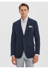 Pako Lorente - PAKO LORENTE – Granatowa żakardowa marynarka męska. Kolor: niebieski. Materiał: żakard #1