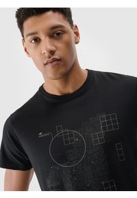 4f - 4F T-shirt regular z nadrukiem męski - czarny L. Okazja: na co dzień. Kolor: czarny. Materiał: dzianina, jersey, bawełna. Długość rękawa: krótki rękaw. Długość: krótkie. Wzór: nadruk. Styl: casual, klasyczny, sportowy #2