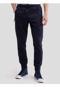 Big-Star - Spodnie dresowe męskie granatowe Kersyn 403/ Ajron 403. Kolor: niebieski. Materiał: dresówka. Wzór: haft, aplikacja #1