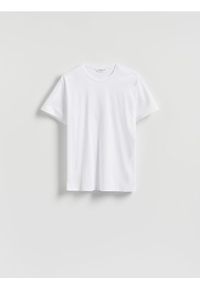 Reserved - T-shirt regular z modalem - biały. Kolor: biały. Materiał: dzianina