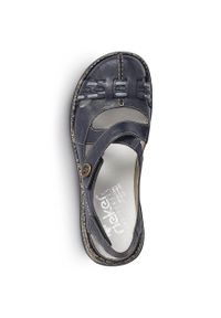 Skórzane komfortowe sandały damskie na rzep granatowe Rieker 46377-14 niebieskie. Zapięcie: rzepy. Kolor: niebieski. Materiał: skóra #10