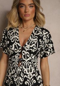 Renee - Czarna Wiskozowa Sukienka z Abstrakcyjnym Wzorem Tuledia. Okazja: na co dzień, na imprezę, na spacer. Kolor: czarny. Materiał: wiskoza. Sezon: lato. Styl: casual, elegancki #5