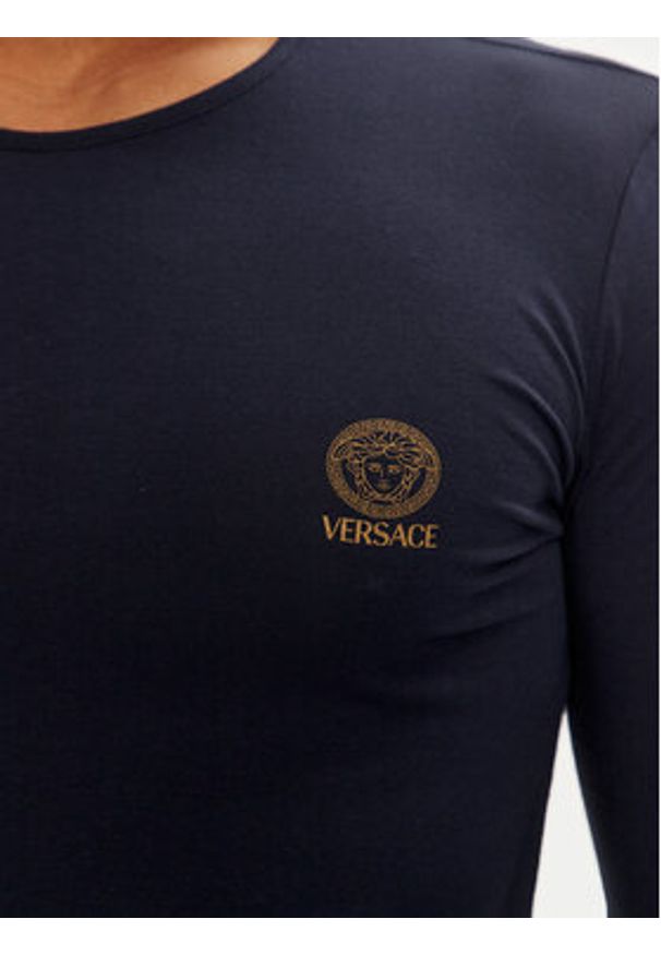 VERSACE - Versace Longsleeve AUU01007 1A1001 Granatowy Regular Fit. Kolor: niebieski. Materiał: bawełna. Długość rękawa: długi rękaw