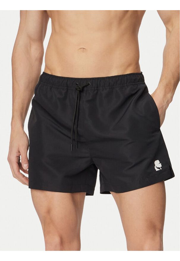 Karl Lagerfeld - KARL LAGERFELD Szorty kąpielowe B1M46011 Czarny Regular Fit. Kolor: czarny. Materiał: syntetyk