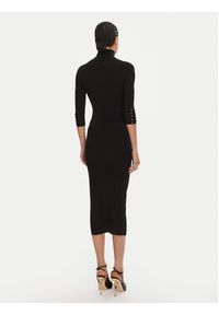 Elisabetta Franchi Sukienka dzianinowa AM-23B-56E2-V390 Czarny Slim Fit. Kolor: czarny. Materiał: lyocell #5