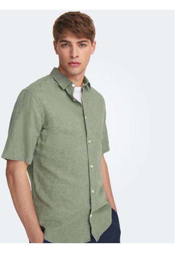 Only & Sons Koszula Caiden 22009885 Zielony Slim Fit. Kolor: zielony. Materiał: bawełna