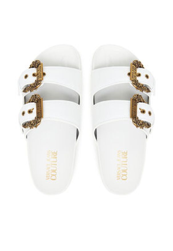 Versace Jeans Couture Klapki 78VA3SM1 Biały. Kolor: biały. Materiał: skóra