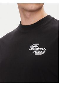 Karl Lagerfeld - KARL LAGERFELD T-Shirt A2M17040 Czarny Regular Fit. Typ kołnierza: dekolt w karo. Kolor: czarny. Materiał: syntetyk #4
