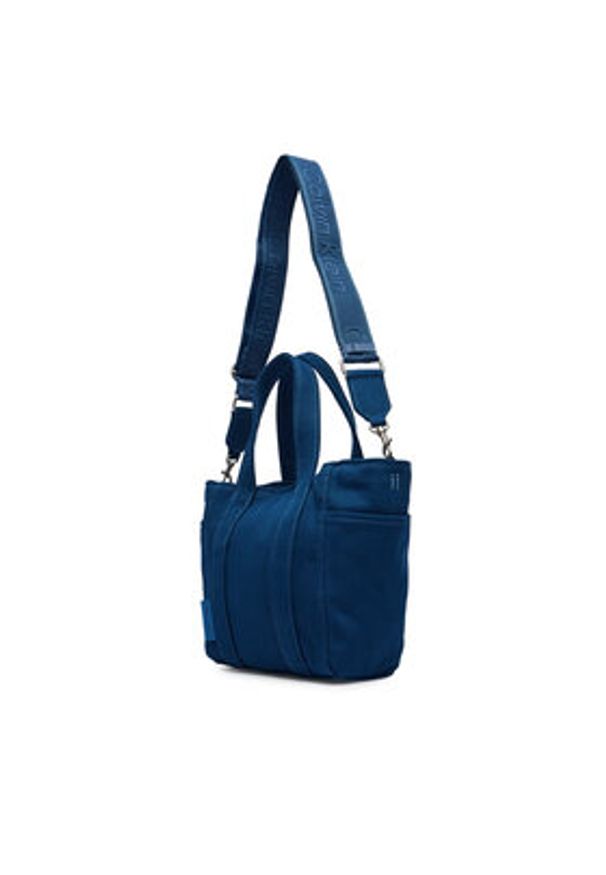 Calvin Klein Torebka Webbing Strap Canvas Small Tote LV04F3384G Niebieski. Kolor: niebieski
