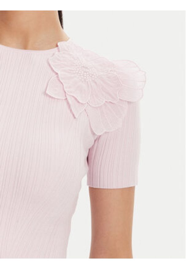 Elisabetta Franchi Sweter MK-55B-51E2 Fioletowy Slim Fit. Kolor: fioletowy. Materiał: syntetyk