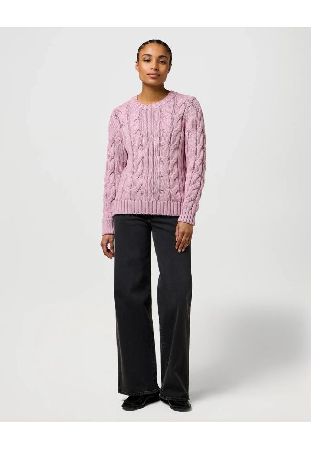 Wrangler - DAMSKI SWETER WRANGLER CABLE KNIT CREW KEEPSAKE LILAC 112370799