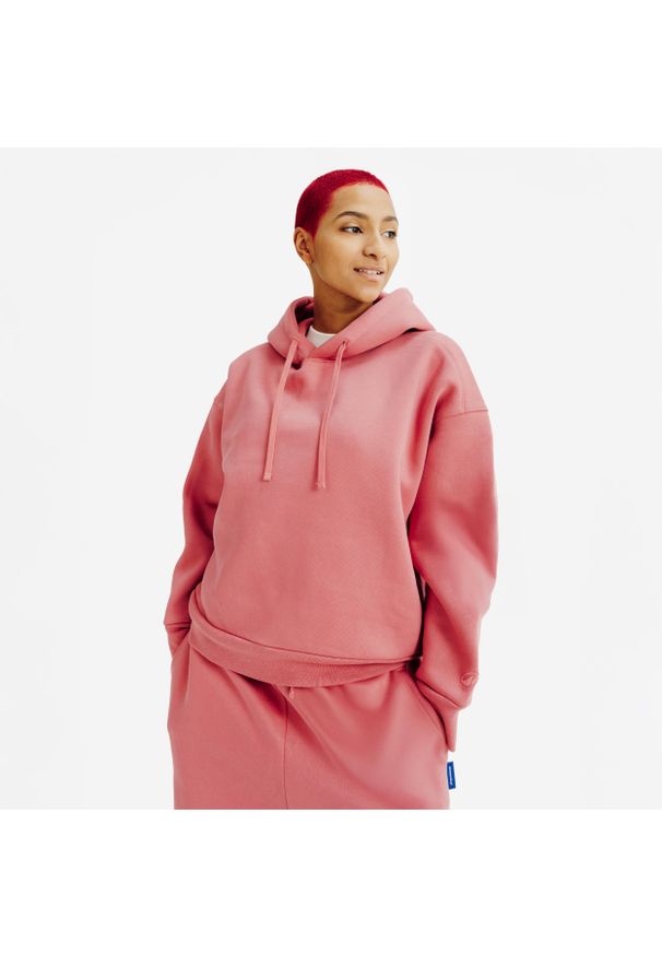 Decathlon - Bluza z kapturem damska Elementals. Typ kołnierza: kaptur. Kolor: różowy. Materiał: poliester, materiał, tkanina, bawełna, elastan, prążkowany