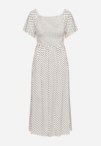 Born2be - Biała Sukienka z Bawełny o Rozkloszowanym Kroju w Kropeczki Lisadrisa. Okazja: na imprezę, na co dzień. Kolor: biały. Materiał: bawełna. Długość rękawa: krótki rękaw. Styl: elegancki, casual, klasyczny #5