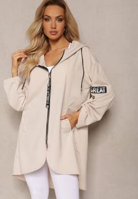Renee - Jasnobeżowa Kurtka Wiatrówka Oversize Palishe. Kolor: beżowy. Długość rękawa: długi rękaw. Długość: długie. Styl: elegancki #5