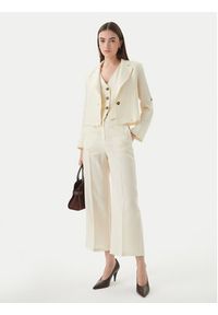 Marella Marynarka Papiro 2615041042 Écru Regular Fit. Kolor: kremowy. Materiał: len #5