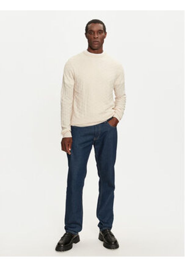 Brave Soul Sweter MK-248BURKE Beżowy Regular Fit. Kolor: beżowy. Materiał: syntetyk
