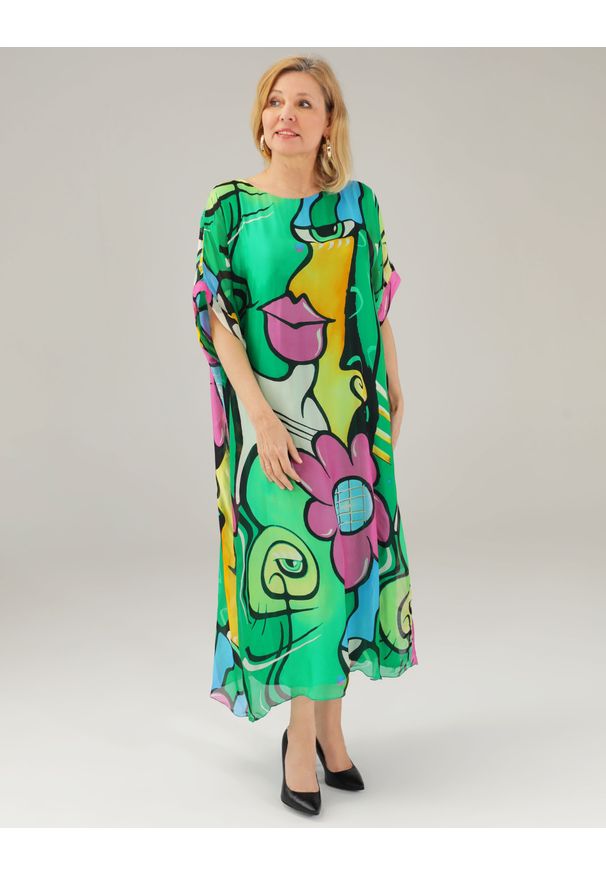 Unisono - FANTAZYJNA SUKIENKA Z JEDWABIEM 116-9939B VER GU. Materiał: jedwab