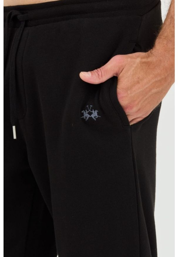 La Martina - LA MARTINA Czarne męskie spodnie dresowe, Rozmiar XL. Kolor: czarny. Materiał: dresówka