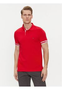 TOMMY HILFIGER - Tommy Hilfiger Polo Monotype MW0MW34737 Czerwony Slim Fit. Typ kołnierza: polo. Kolor: czerwony. Materiał: bawełna #1