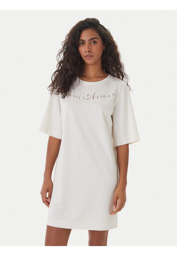 Emporio Armani Sukienka codzienna EW000618 AF20243 U1131 Biały Regular Fit. Okazja: na co dzień. Kolor: biały. Materiał: wiskoza. Typ sukienki: proste. Styl: casual