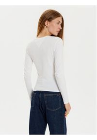 Tommy Jeans Bluzka Essential DW0DW18793 Biały Slim Fit. Kolor: biały. Materiał: bawełna #3