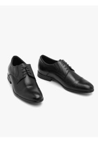 Ryłko - Czarne eleganckie półbuty męskie. Okazja: na spotkanie biznesowe. Kolor: czarny. Materiał: skóra, materiał. Wzór: gładki. Styl: elegancki #2