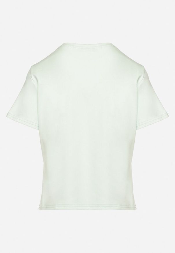 Born2be - Zielony Bawełniany T-shirt z Grubszej Bawełny Tiariane. Okazja: na co dzień, na spotkanie biznesowe, do pracy. Kolor: zielony. Materiał: bawełna. Styl: klasyczny, elegancki, biznesowy, casual