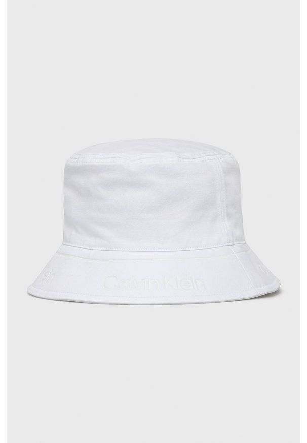 Calvin Klein kapelusz bawełniany kolor biały. Kolor: biały. Materiał: bawełna