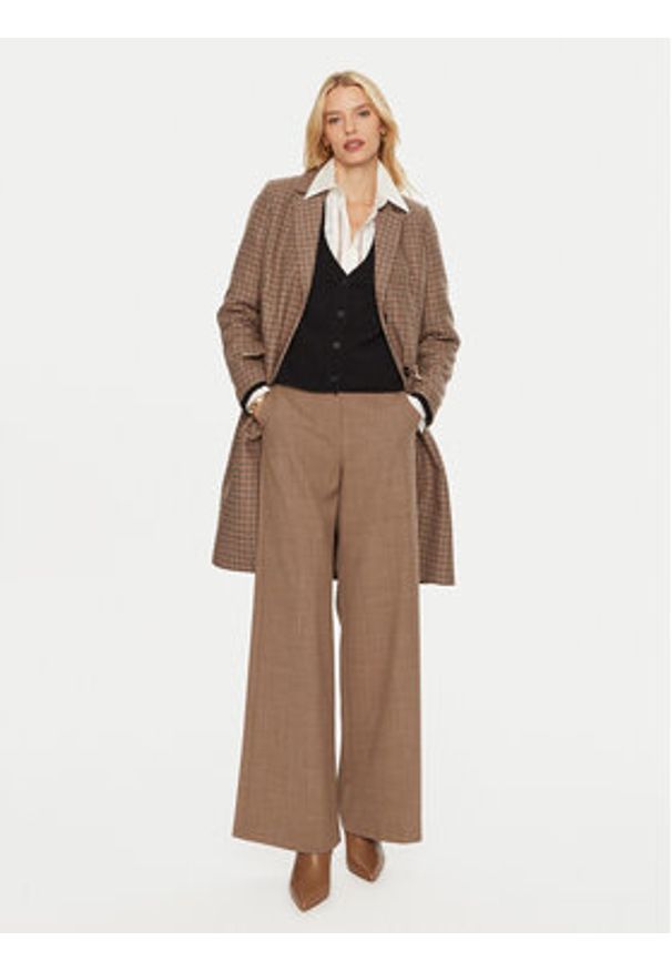 TOMMY HILFIGER - Tommy Hilfiger Płaszcz wełniany WW0WW43195 Beżowy Regular Fit. Kolor: beżowy. Materiał: wełna