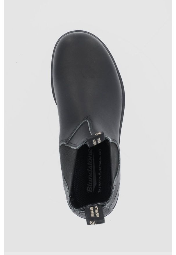 Blundstone Sztyblety skórzane 510 damskie kolor czarny na płaskim obcasie. Nosek buta: okrągły. Kolor: czarny. Materiał: skóra. Obcas: na obcasie. Wysokość obcasa: niski