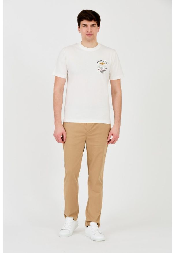 Aeronautica Militare - AERONAUTICA MILITARE Biały bawełniany męski t-shirt Short Sleeve, Rozmiar L. Kolor: biały. Materiał: bawełna