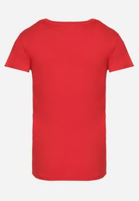 Born2be - Czerwony Bawełniany T-shirt z Ozdobnym Napisem i Cekinami Oriella. Okazja: do pracy. Kolor: czerwony. Materiał: bawełna. Wzór: napisy #7