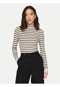 only - ONLY Golf Karol 15165075 Beżowy Slim Fit. Typ kołnierza: golf. Kolor: beżowy. Materiał: wiskoza #1