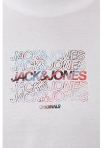 Jack & Jones Longsleeve bawełniany kolor biały z nadrukiem. Okazja: na co dzień. Kolor: biały. Materiał: bawełna. Długość rękawa: długi rękaw. Wzór: nadruk. Styl: casual #2