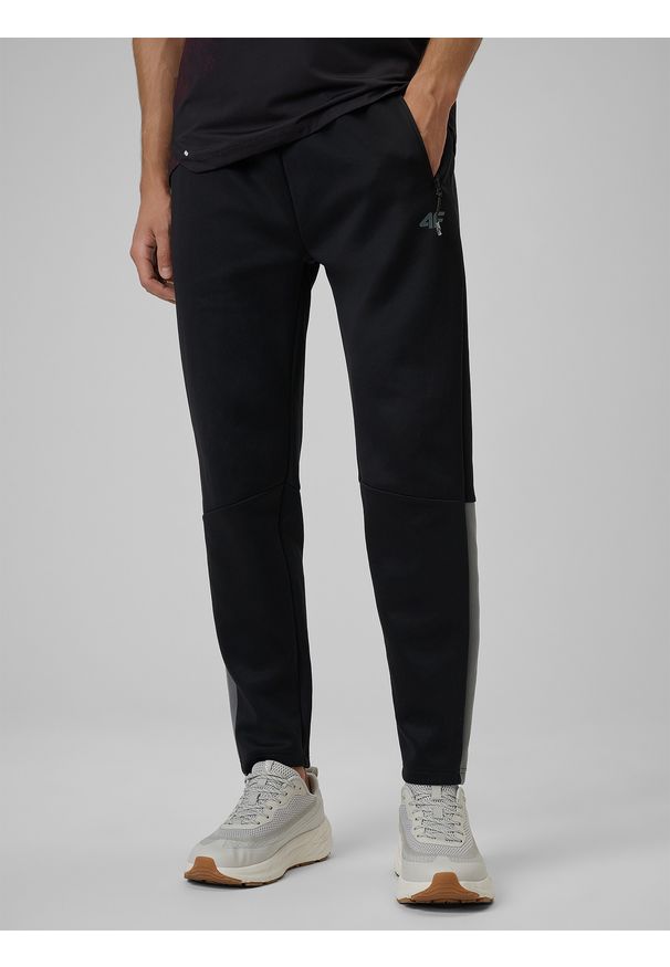 4f - 4F Spodnie treningowe szybkoschnące męskie - czarne XL. Kolor: czarny. Materiał: skóra. Sport: fitness