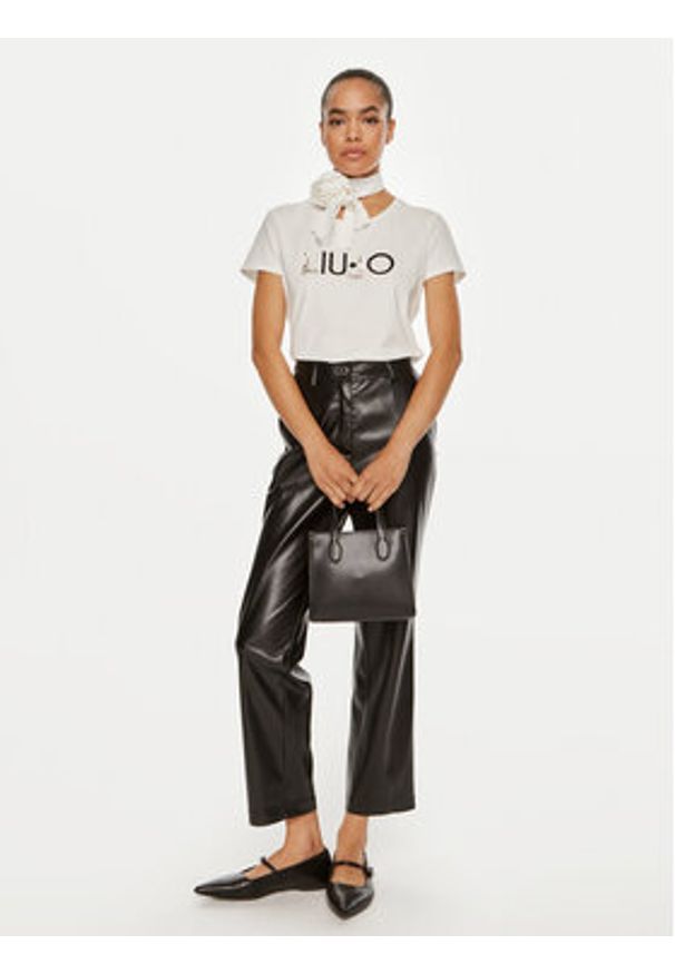 Liu Jo T-Shirt TF4312 JS088 Écru Regular Fit. Materiał: bawełna