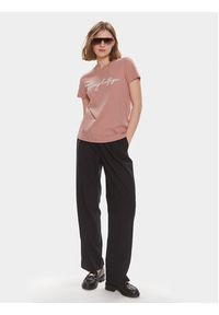 TOMMY HILFIGER - Tommy Hilfiger T-Shirt Signature WW0WW41674 Różowy Regular Fit. Kolor: różowy. Materiał: bawełna #3