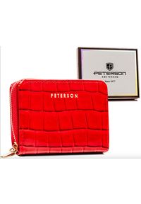 Portfel damski Peterson PTN 010-DS czerwony. Kolor: czerwony. Materiał: skóra ekologiczna. Wzór: aplikacja #1